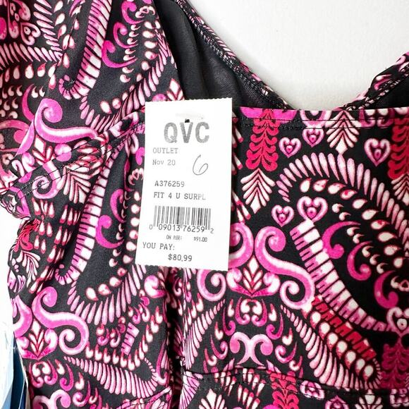 New Fit 4u One Piece Overlay Bathing Suit Swimwear Size 6 QVC - Picture 4 of 8